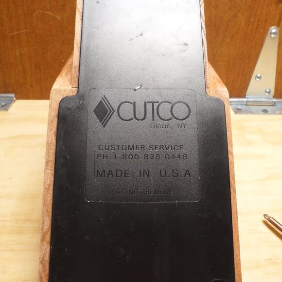 Used CUTCO Knife Block USA Solid Honey Oak 5 Slot Wooden Knife Holder - Picture 6 of 10